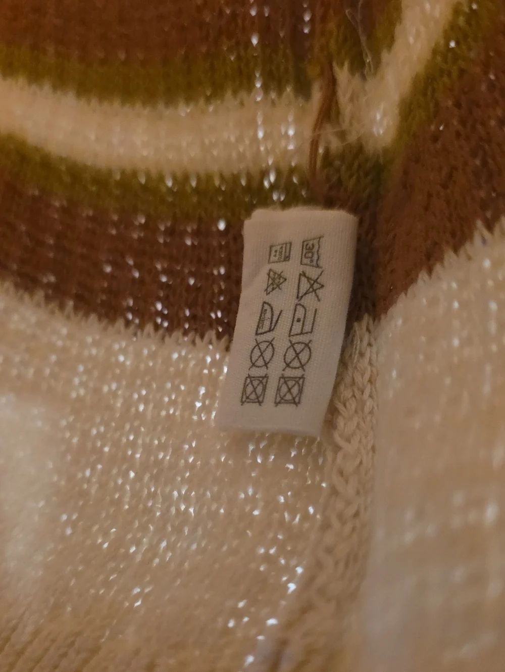 Bebe Organic Kids Cream Knit Polo Top with Brown & Olive Stripes Size 6